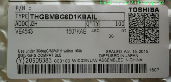 THGBMBG6D1KBAIL eMMC Flash card 8G-byte Embedded MMC 153-Pin FBGA