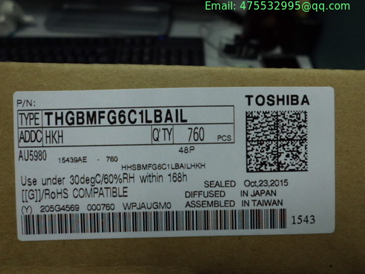 THGBMFG6C1LBAIL Toshiba NAND Flash Serial e-MMC 3.3V 64G-bit 64G/16G/8G x 1/4-bit/8-bit 1