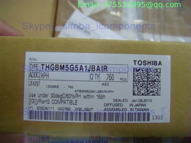 THGBM5G5A1JBAIR Toshiba Flash Card 4G-byte 3.3V NANDrive 153-Pin VFBGA
