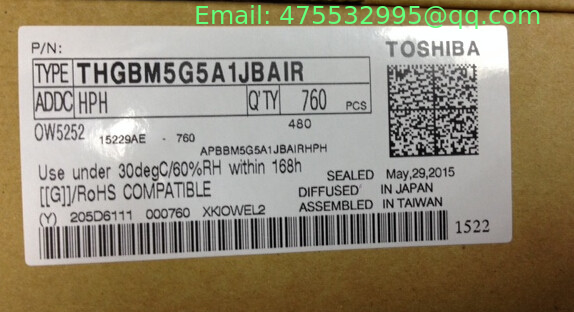 THGBM5G5A1JBAIR MLC NAND Flash Serial e-MMC 3.3V 32G-bit 153-Pin VFBGA
