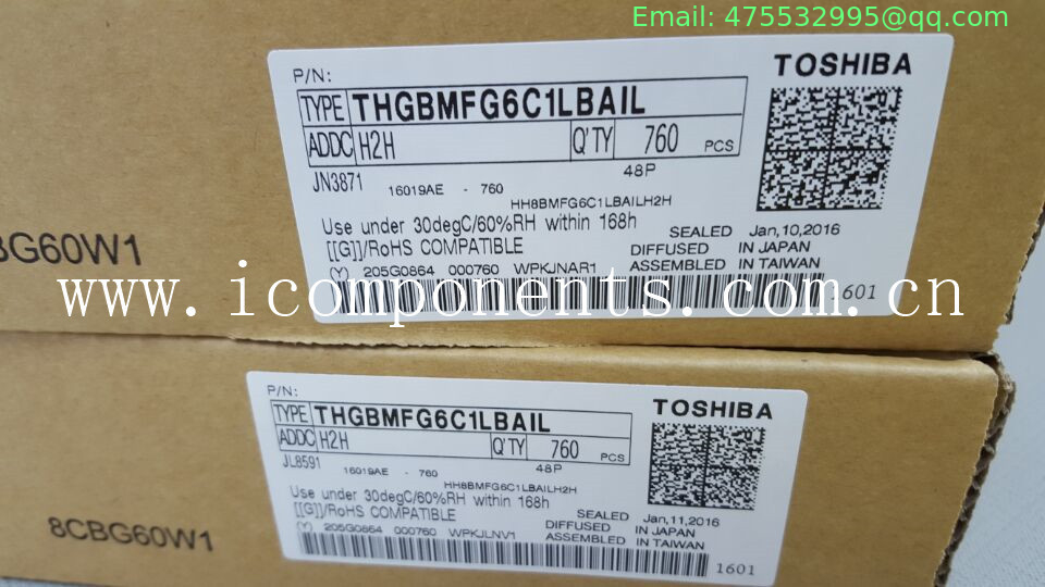THGBMFG6C1LBAIL Toshiba NAND Flash Serial e-MMC 3.3V 64G-bit 64G/16G/8G x 1/4-bit/8-bit 1