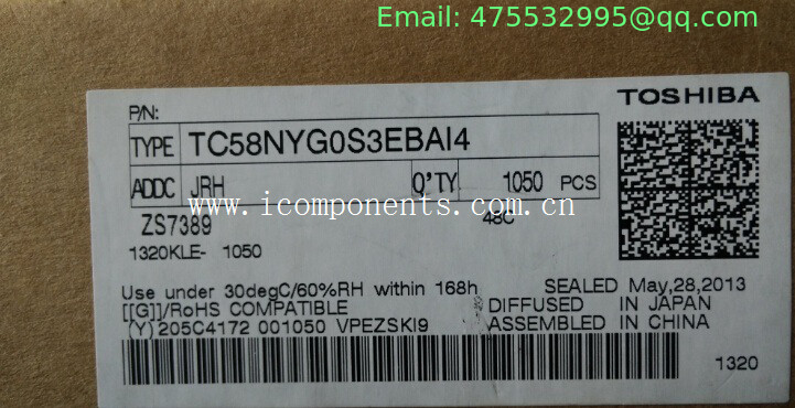TC58NYG0S3EBAI4  Toshiba SLC NAND Flash Serial 1.8V 1Gbit 128M x 8bit 63-Pin TFBGA - Trays