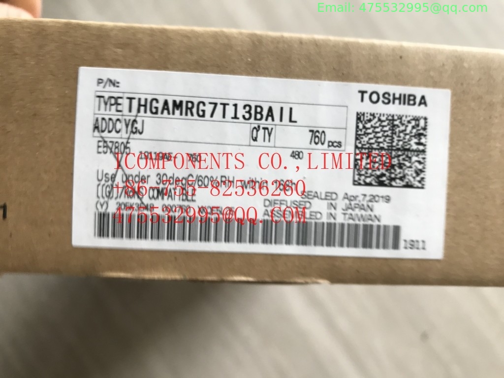 THGBMJG7C2LBAU8 	KIOXIA	NAND Flash Serial e-MMC 3.3V 128G-bit 153-Pin TFBGA