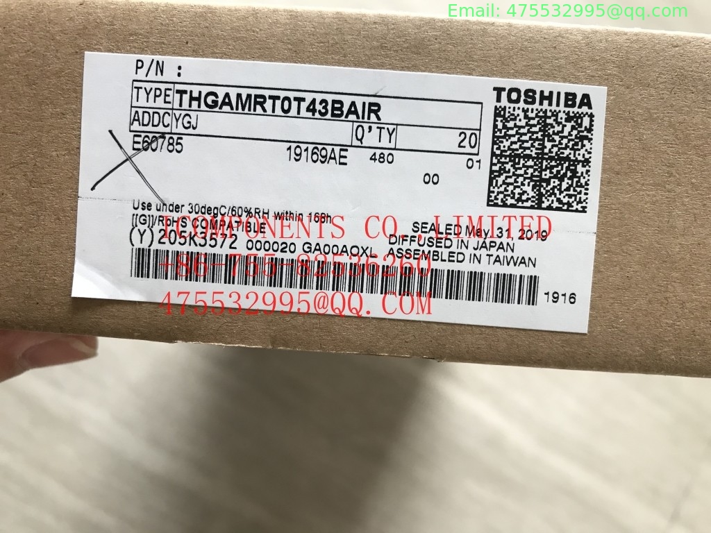 THGAMRT0T43BAIR  KIOXIA	Flash Serial e-MMC 3.3V 1T-bit 1T/256M/128M x 1/4-bit/8-bit 153-Pin FBGA
